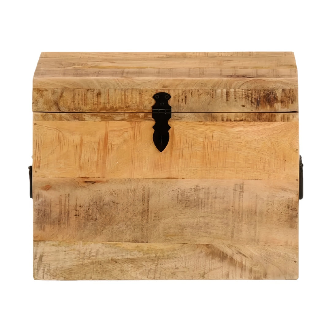 Rustic Mango Wood Keepsake Trunk with Black Metal Latch