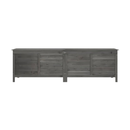 Distressed Gray Solid Wood Extra-Long Sideboard Cabinet with Slatted Panels